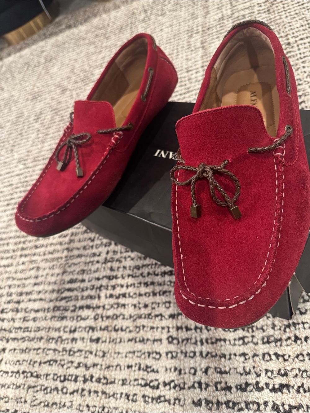 Alfani Men’s Red Suede Moc Toe Slip-On Loafers